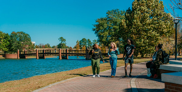 students walking on macon campus